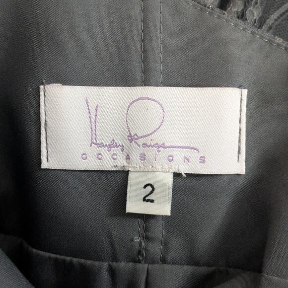 Hailey Paige Occasions Gray Silver Cocktail Dress Lace 2 - Picture 2 of 6